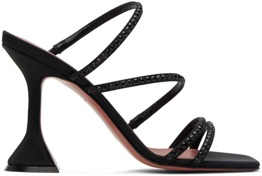 Amina Muaddi Black Naima Crystal Heeled Sandals Amina Muaddi