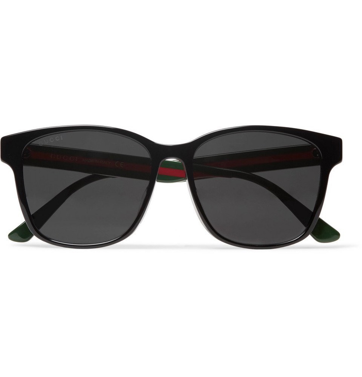 Photo: Gucci - Square-Frame Striped Acetate Sunglasses - Black