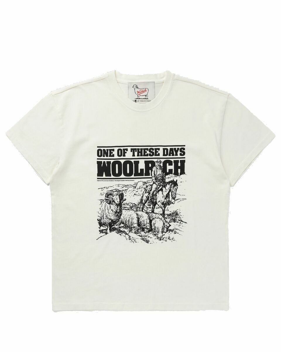 Photo: One Of These Days One Of These Days X Woolrich T Shirt White - Mens - Shortsleeves