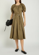 3.1 Phillip Lim Ruched Belted Cotton-poplin Midi Dress Khaki
