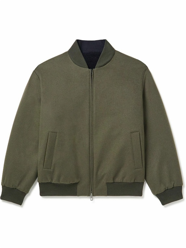Photo: Loro Piana - Ivy Reversible Fleece-Lined Cashmere Bomber Jacket - Green