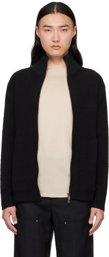 Photo: DEVOA Black High Neck Knit Cardigan