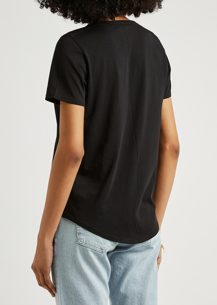 Veronica Beard Top Cindy SS Veck T-shirt Black