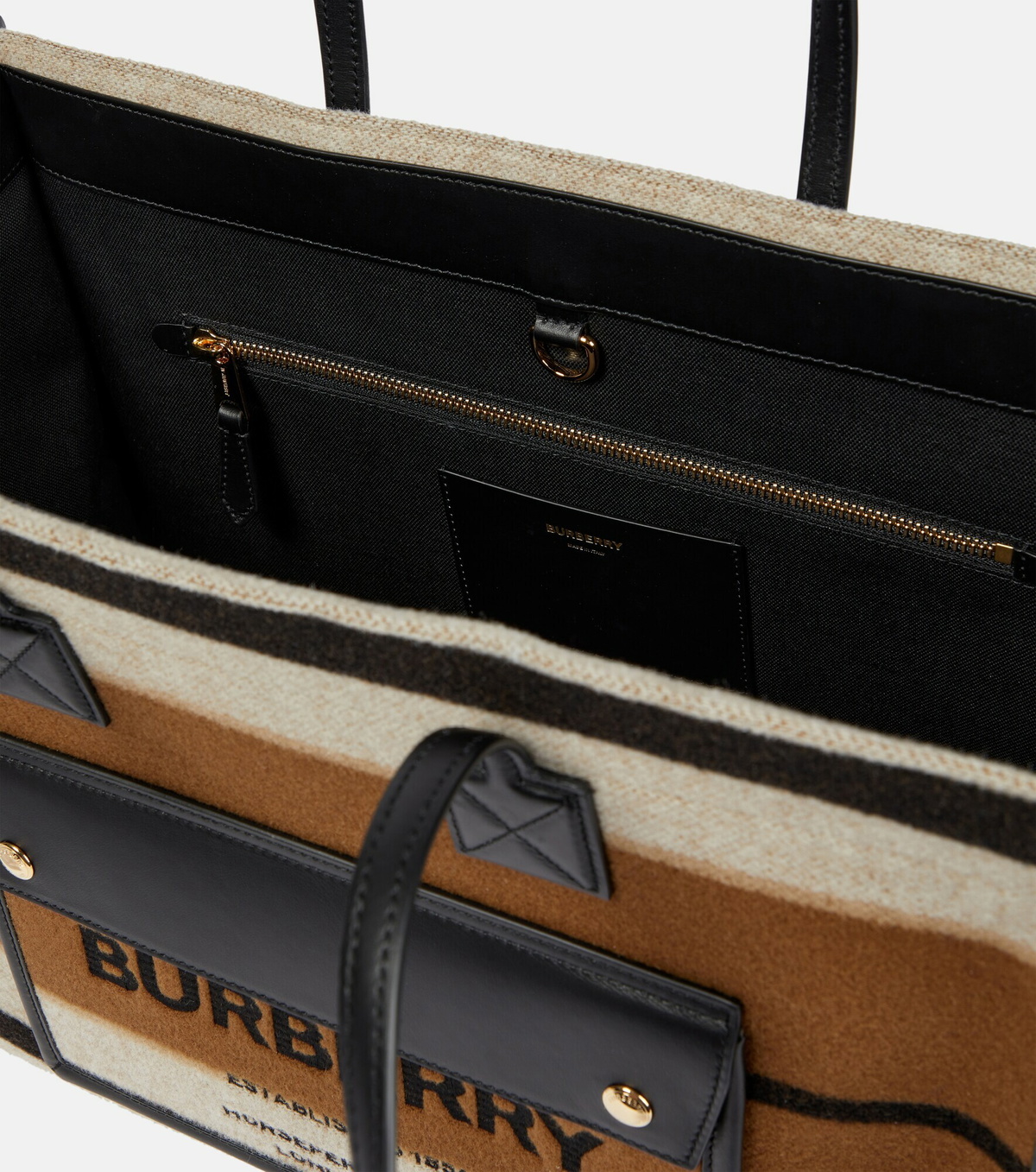 Burberry - Freya Medium striped wool felt tote Burberry