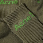 Acne Studios Men's Short Rib Logo Sock in Khaki/Green