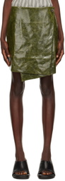 Song for the Mute Green Wrap Around Faux-Leather Miniskirt