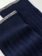 Brunello Cucinelli - Ribbed Cashmere Socks - Blue