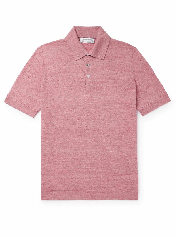 Photo: Brunello Cucinelli - Slim-Fit Linen and Cotton-Blend Polo Shirt - Pink