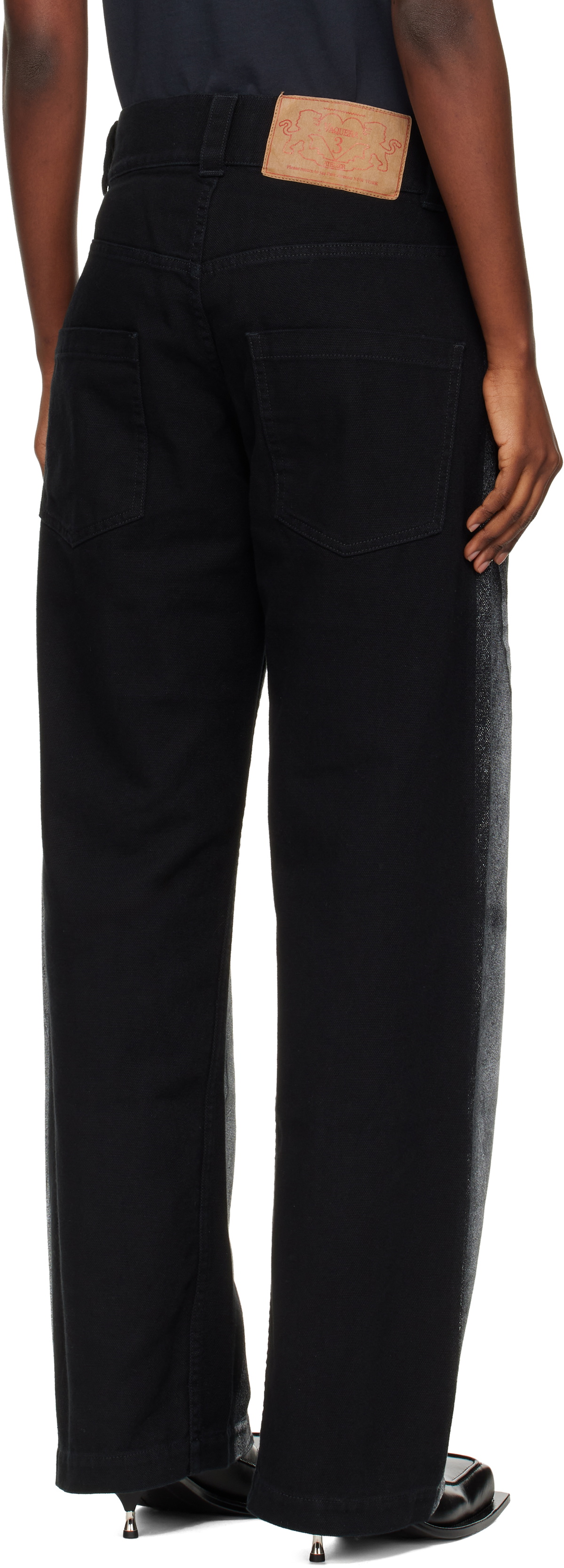 VAQUERA Black & White Painted Workwear Trousers
