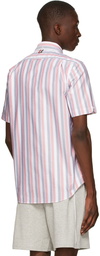 Thom Browne Red & White Oxford Shadow Stripe Short Sleeve Shirt