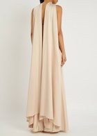 Solace London Cece Draped Satin and Crepe Maxi Dress Cream