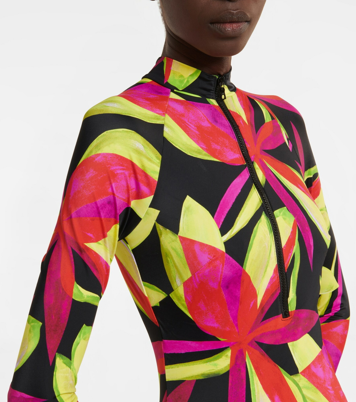 Louisa Ballou - Floral-print zip-neck rashsuit