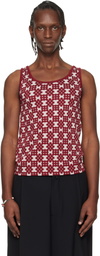Dries Van Noten Off-White & Red Jacquard Tank Top