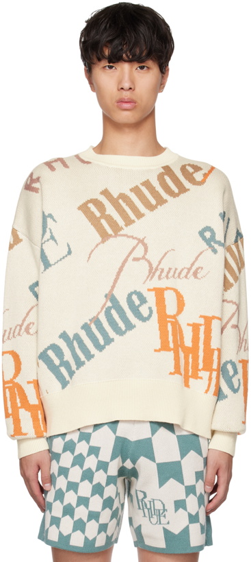 Photo: Rhude Off-White Jacquard Sweater