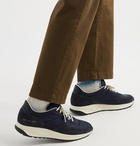 Common Projects - Track Classic Leather-Trimmed Suede and Ripstop Sneakers - Blue