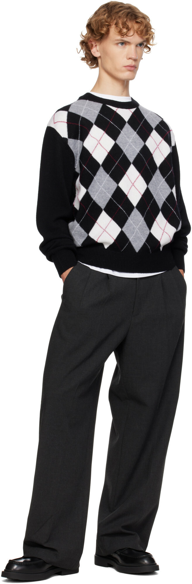 Dunst Black Argyle Crew Neck Sweater