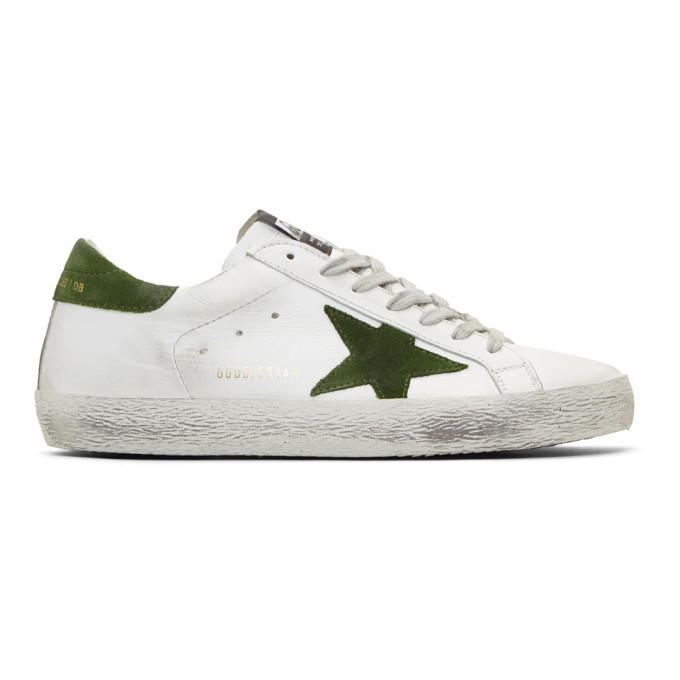 Photo: Golden Goose White and Green Superstar Sneakers