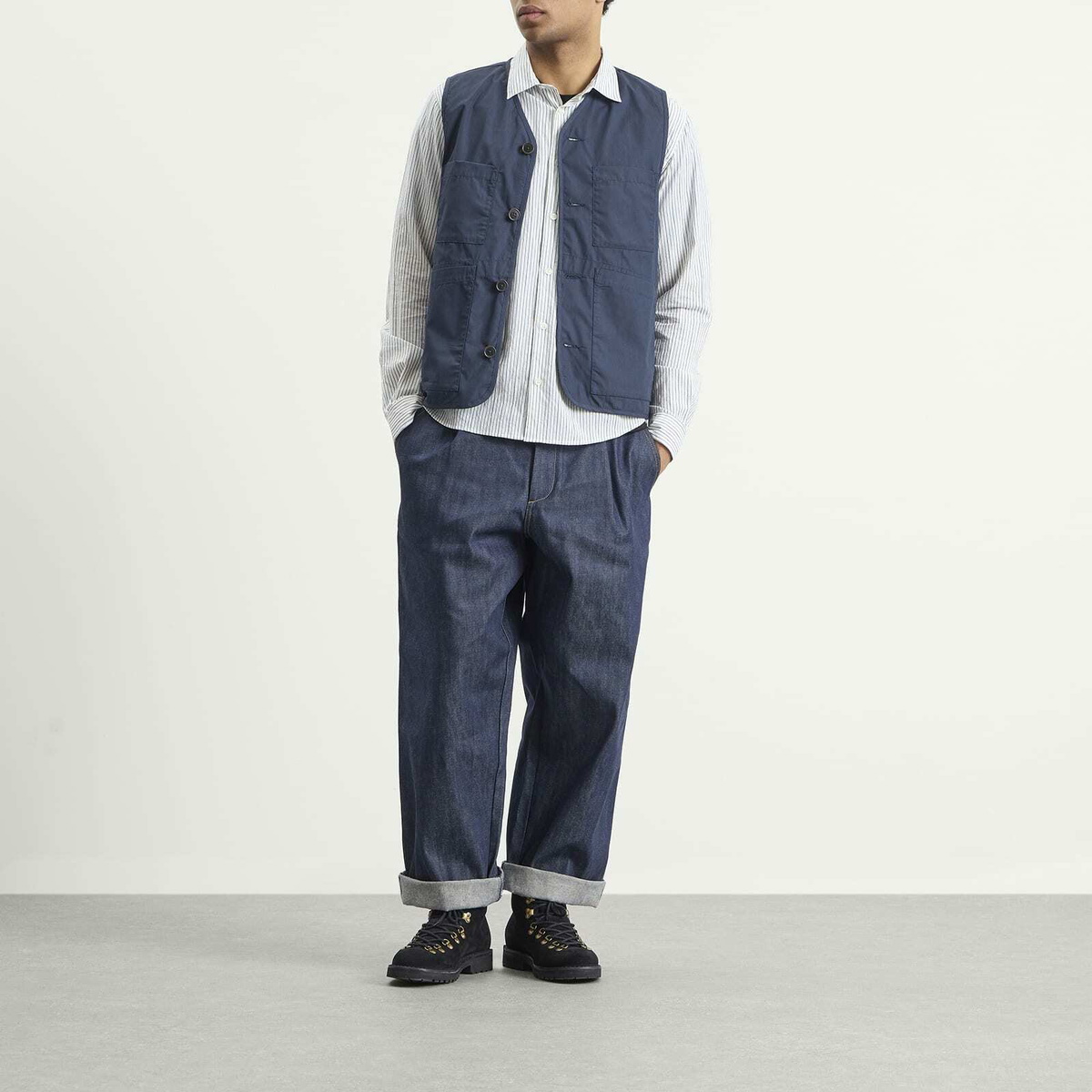 Universal Works Men's Recycled Poly Tech City Waistcoat in Navy