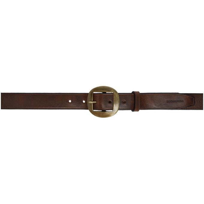 Photo: Dsquared2 Brown Oval Buckle Belt