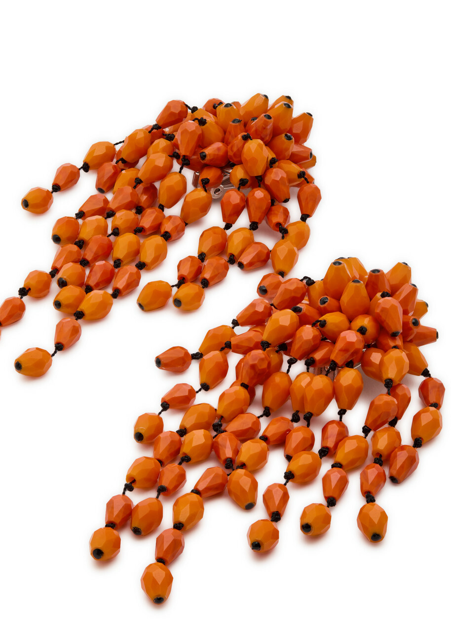 Isabel Marant Hanabi Beaded Clip-on Drop Earrings - Orange - One Size