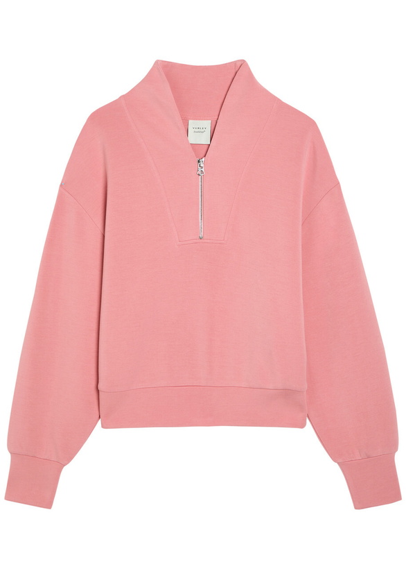 Photo: Varley Davidson Half-zip Stretch-jersey Sweatshirt Light Pink