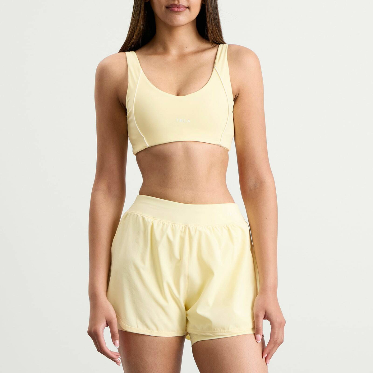 TALA Women's SkinLuxe Contrast Piping Sports Bra in Lemon Yellow