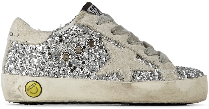Photo: Golden Goose Baby Silver Glitter Super-Star Classic Sneakers