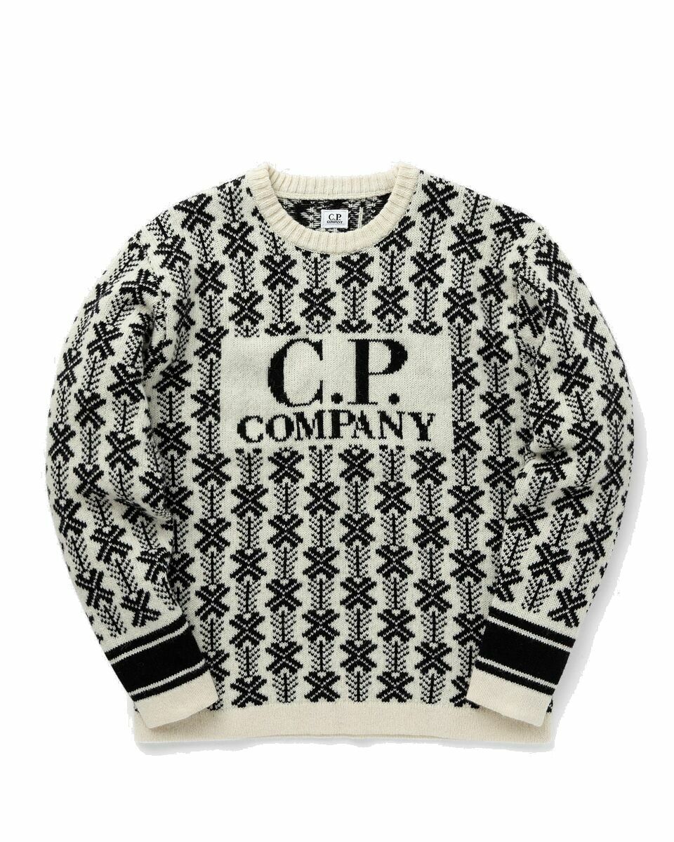 Photo: C.P. Company Wool Jacquard Logo Knit White - Mens - Pullovers