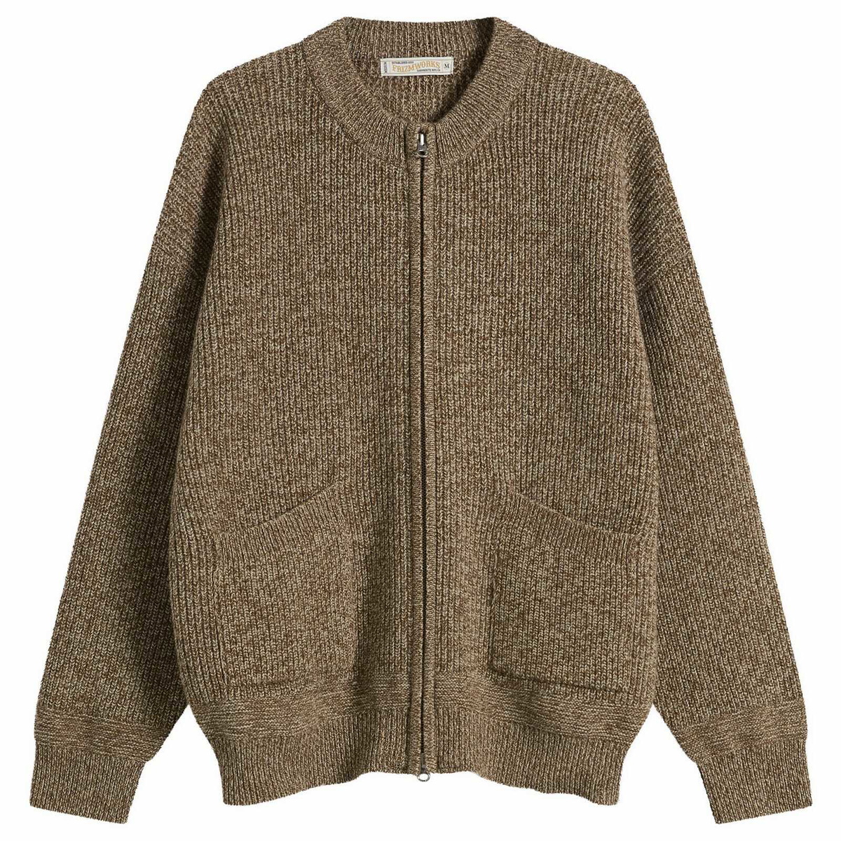 FrizmWORKS Men's Tweed Wool Deck Zip Cardigan in Brown
