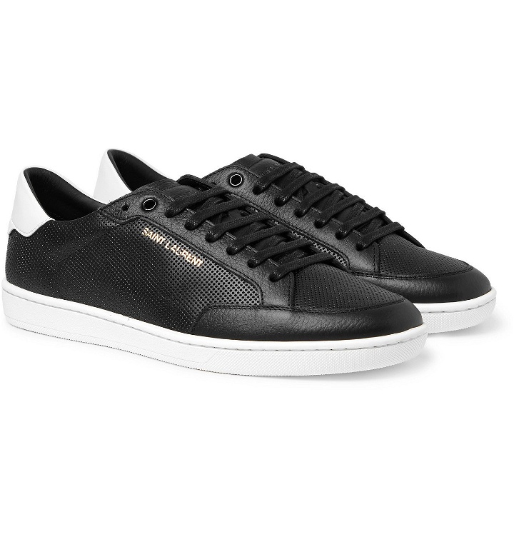 Photo: SAINT LAURENT - Court Classic SL/10 Perforated Leather Sneakers - Black