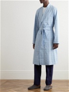 Hanro - Ian Checked Cotton-Dobby Robe - Blue