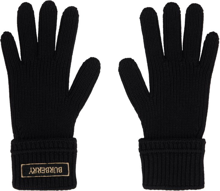 Photo: Burberry Black Logo Patch Wool Gloves