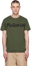 Alexander McQueen Khaki Graffiti T-Shirt