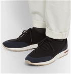 Loro Piana - 360 Flexy Walk Leather-Trimmed Wish Wool Sneakers - Blue