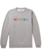 VETEMENTS - Crystal-Embellished Cotton-Blend Jersey Sweatshirt - Gray