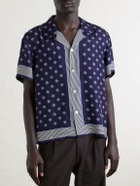 BODE - Camp-Collar Printed Silk-Voile Shirt - Blue