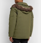 Yves Salomon - Shearling-Trimmed Cotton-Blend Twill Hooded Down Parka - Green