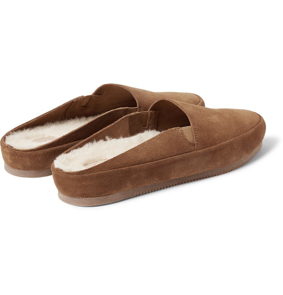 Mulo - Shearling-Lined Suede Backless Slippers - Light brown Mulo