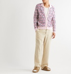Casablanca - Slim-Fit Logo-Jacquard Wool-Blend Zip-Up Cardigan - Pink