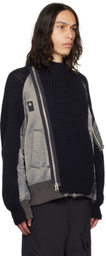 sacai Navy Paneled Bomber Jacket