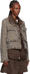 sacai Brown Tweed Denim Jacket