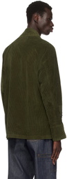 Greg Lauren Khaki Corduroy Shawl Collar Boxy Jacket