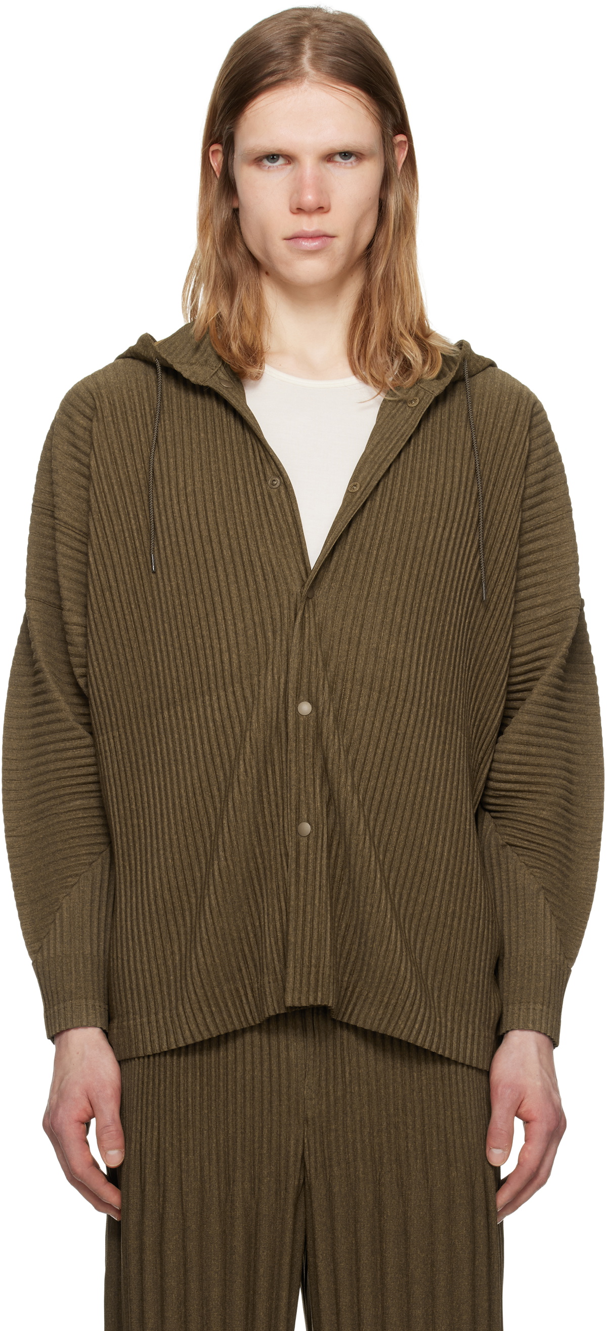 HOMME PLISSÉ ISSEY MIYAKE Brown Heather Pleats Hoodie