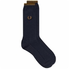 Fred Perry Men's Tipped Sock in Navy/Dark Caramel