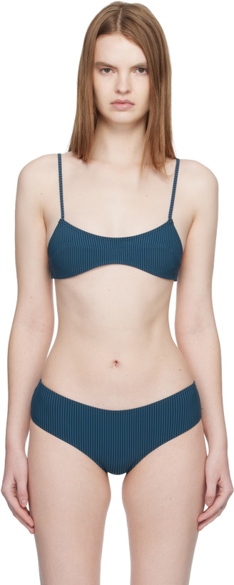 Photo: Fruity Booty Blue Bream Stripe Bikini Top