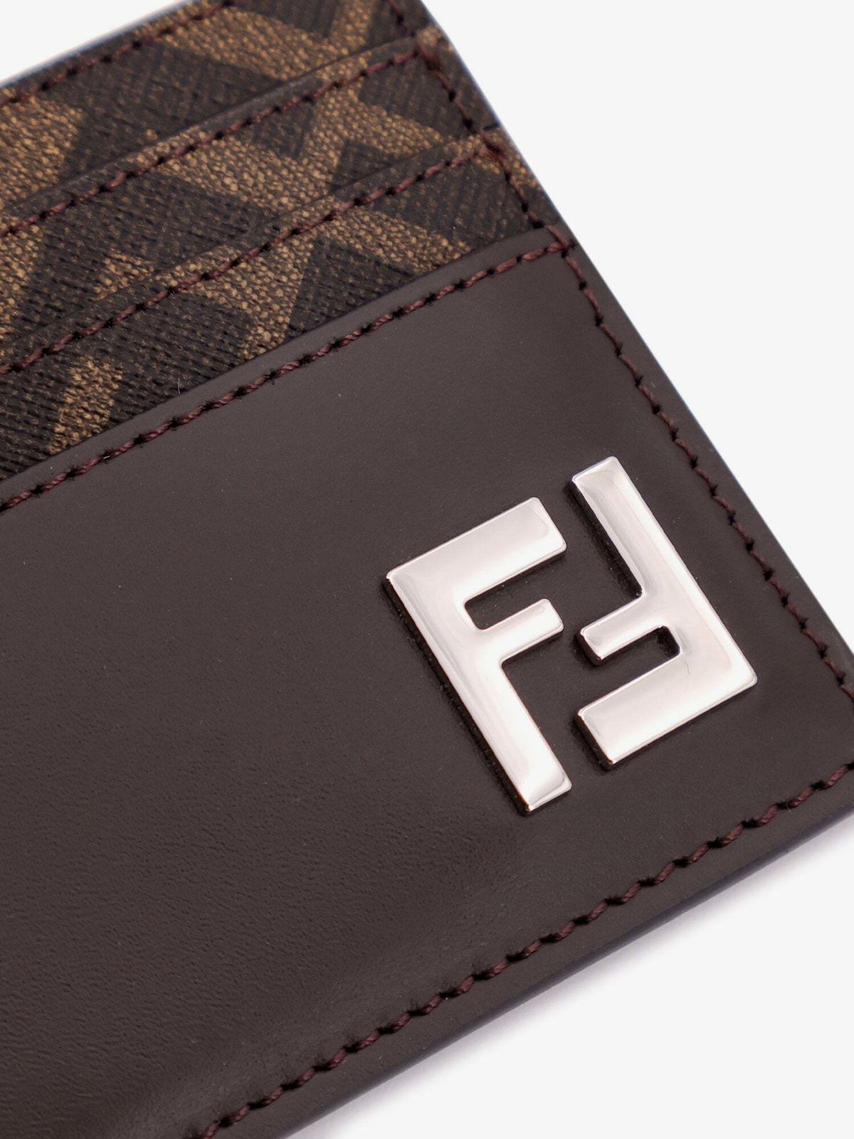 Fendi Card Holder Brown Mens Wallet
