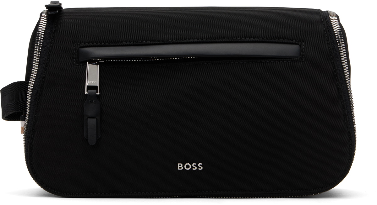 BOSS Black Recycled Nylon Washbag Pouch BOSS