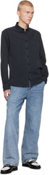 Sunspel Black Button-Down Denim Shirt