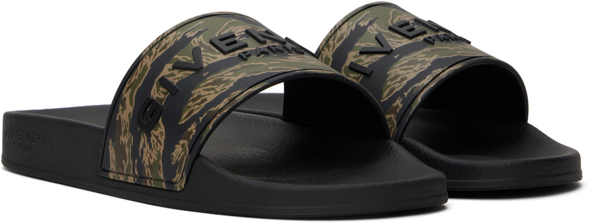 Givenchy Black & Khaki Slide Flat Pool Slides