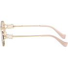 Miu Miu Eyewear Gold 'Miu Miu Logo' Sunglasses